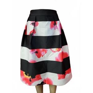 City Chic RETRO Womens XL Multicolor Black Floral Knee Length Skirt  #C6